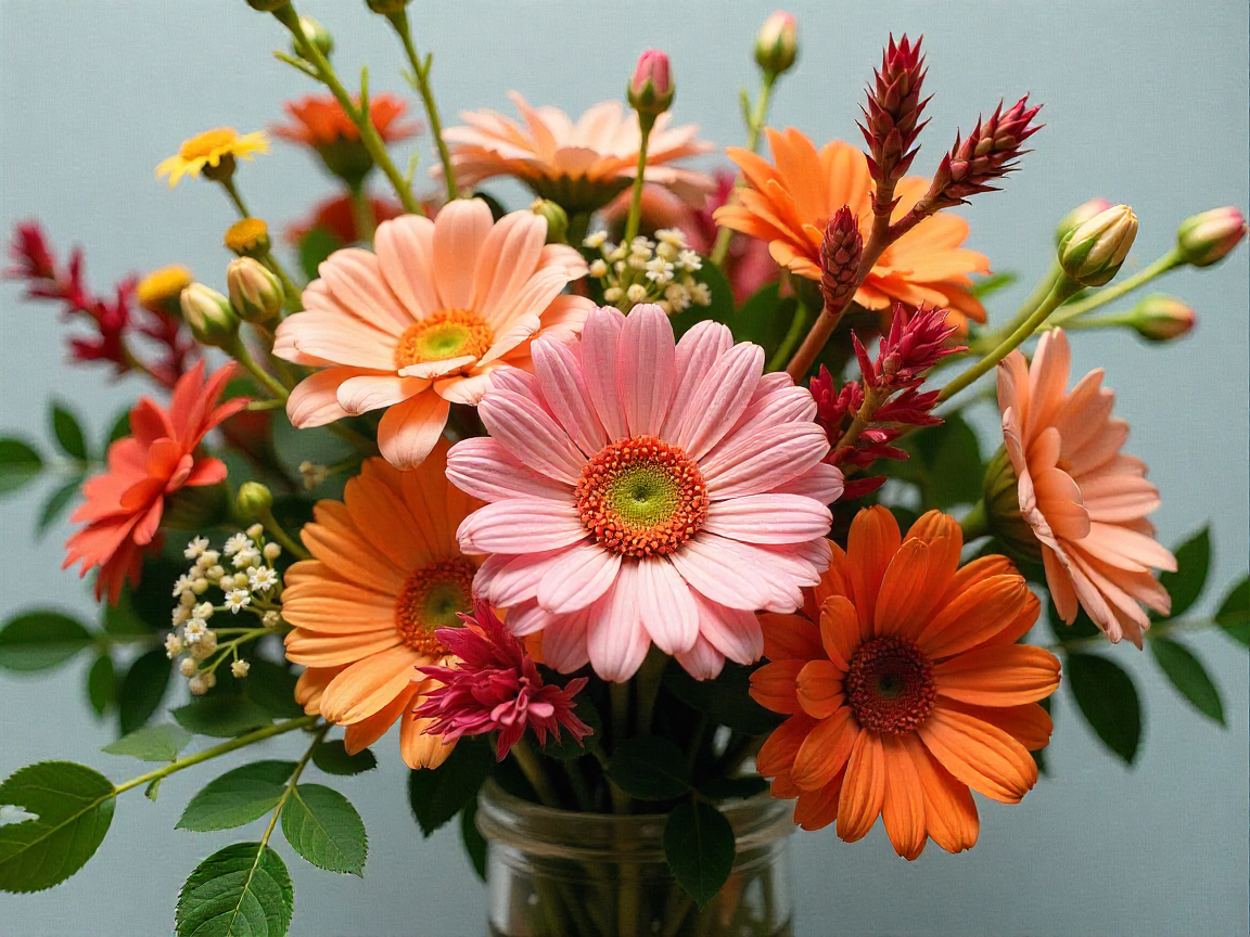 Mixed seasonal flower arrangement